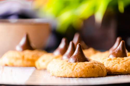 3-Ingredient Peanut Butter Blossom Cookies on a table