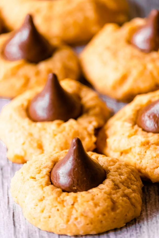 3-Ingredient Peanut Butter Blossom Cookies close view