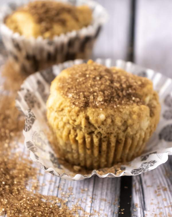 Gingerbread Muffins with the first one kept with liner slightly open