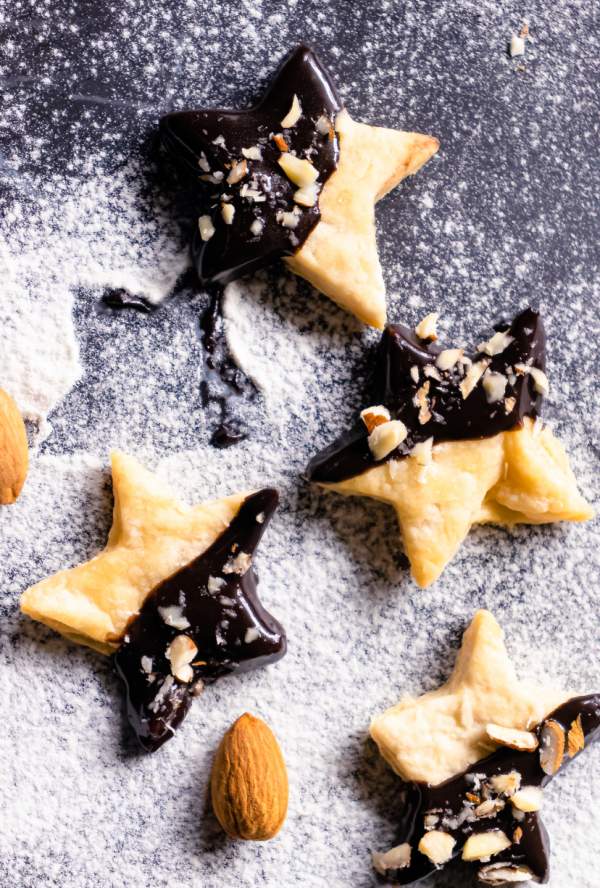 close up of Holiday Shortbread Star Shaped Cookies from top 