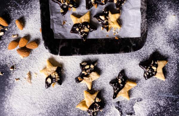 Holiday Shortbread Star Shaped Cookies overhead shot