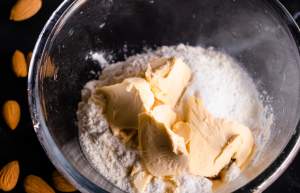 Holiday Shortbread Star Shaped Cookies dry ingredients in a bowl