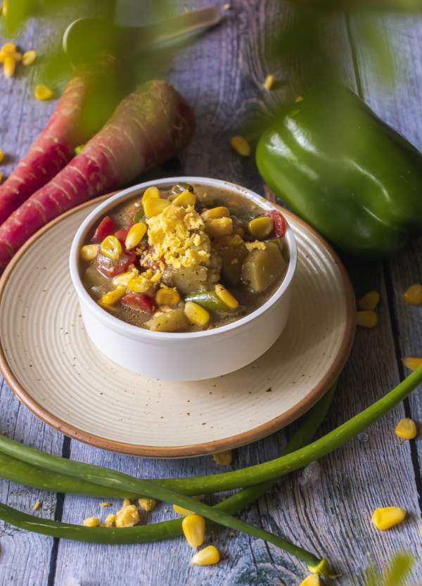 Vegetable Cream Soup in a soup bowl